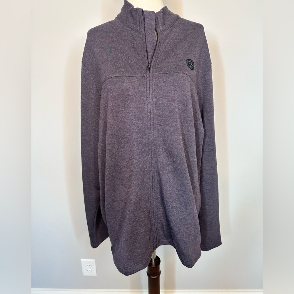 Sz L Travis Mathew You Told My WiFi fleece full zip jacket heathered dark plum